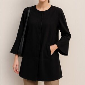 J. Jill Vintage Dark Black Wool Overcoat Women Size 2X Career Mature Business